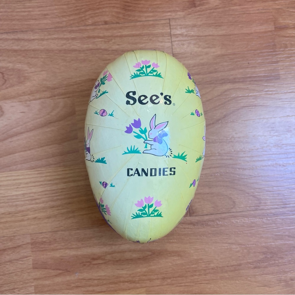 NWT Vintage See’s Candies Easter Egg Container w/ Grass